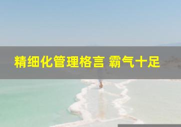 精细化管理格言 霸气十足